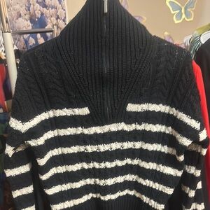 Black and White Striped Women's Sweater
